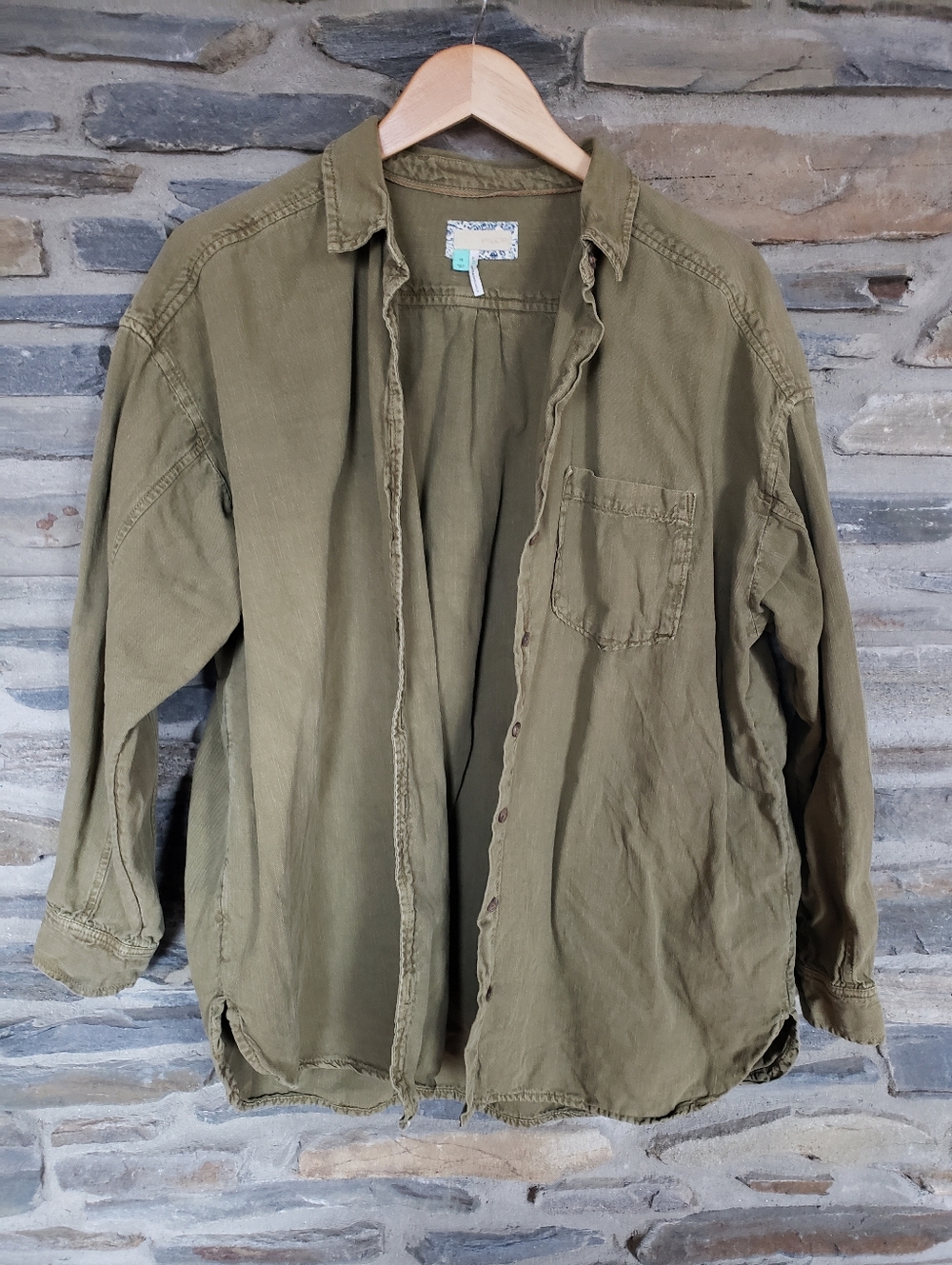 Pilcro Long Sleeve Olive Green Button Up 1x